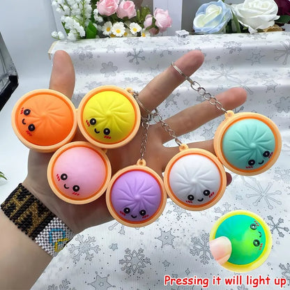 🔥LAST DAY 49% OFF - 🥟Cute Dumpling Pressable Fidget Keychain-touch sensing light