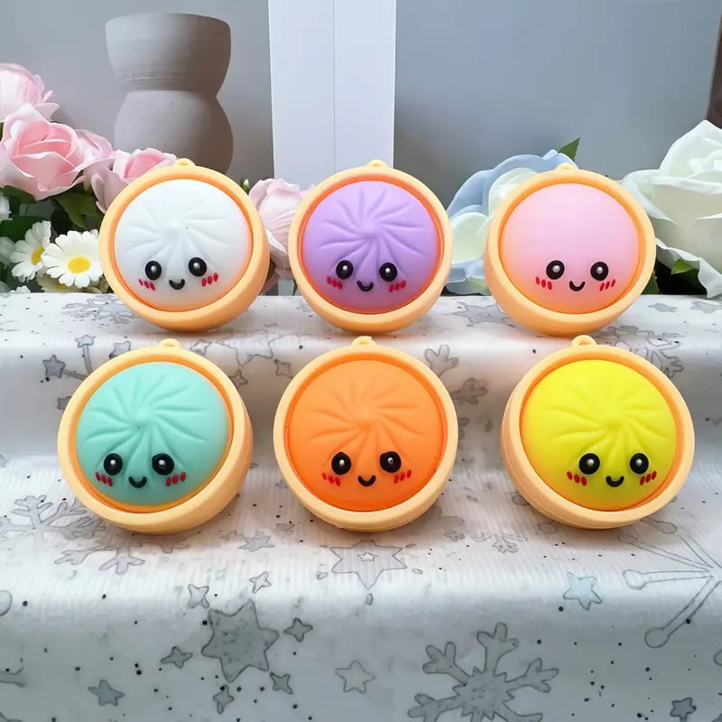 🔥LAST DAY 49% OFF - 🥟Cute Dumpling Pressable Fidget Keychain-touch sensing light