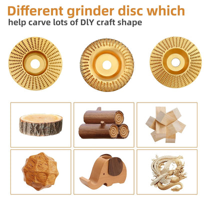 3PCS Wood Carving Disc Set for 4-Inch Angle Grinders