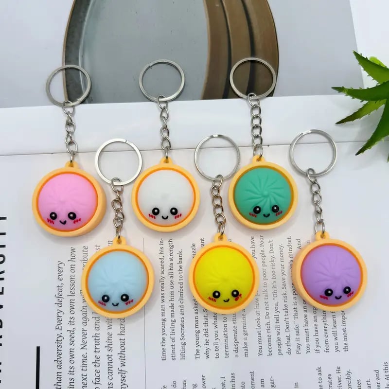 🔥LAST DAY 49% OFF - 🥟Cute Dumpling Pressable Fidget Keychain-touch sensing light